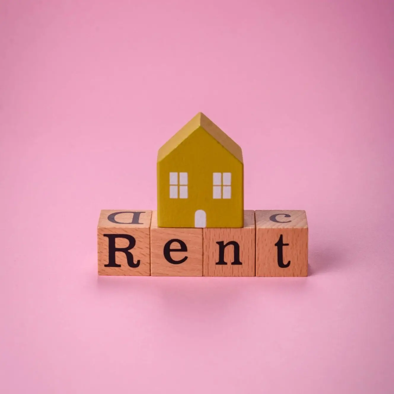 Small wooden house and the inscription for rent